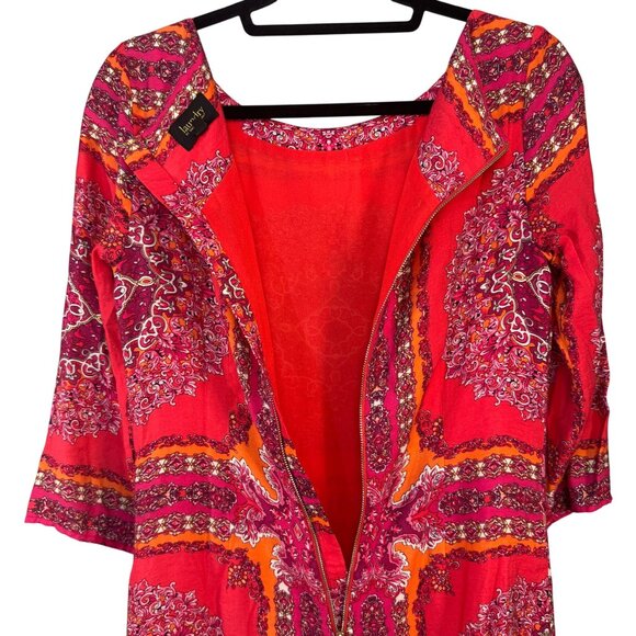 Laundry By Shelli Segal Size 4 Red & Orange 3/4 Sleeve Printed Dress - Picture 10 of 11